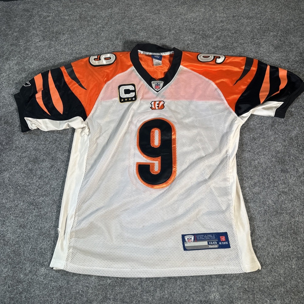 Carson Palmer Bengals White Authentic Reebok Jersey Size 48 QB NFL #9 Sewn Patch